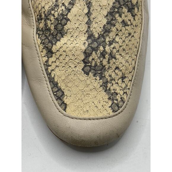 COLE HAAN Women’s Beige Leather Snake-Skin Embossed Slip-On Mule Shoes SZ 6.5 - Picture 3 of 9